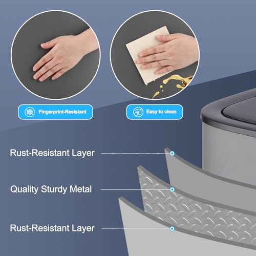 13 Gallon Sensor Trash Can with Lid, Grey A788572