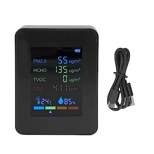 6 in 1 CO2 Monitor with Humidity, Temperature, PM2.5, TVOC, HCHO Detector C9630