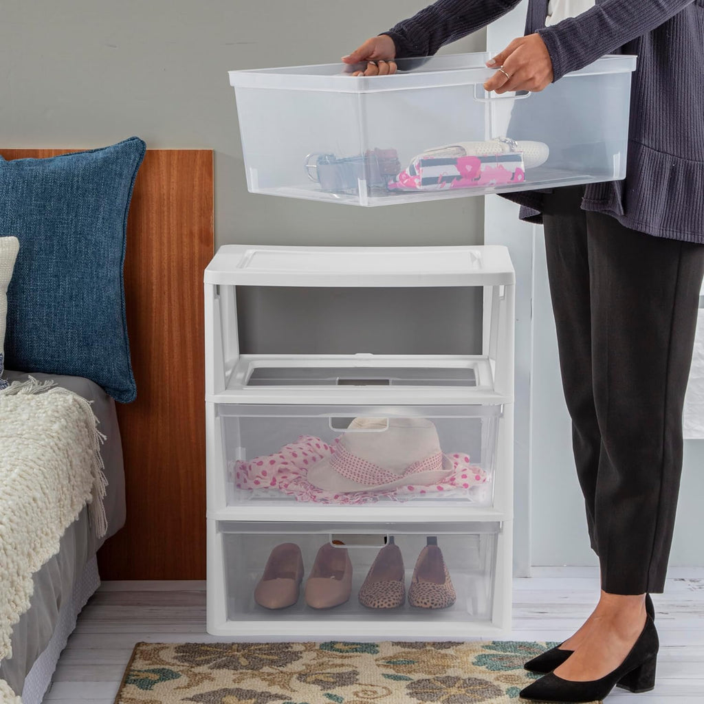3-Drawer Storage Tower with Clear Plastic Drawers Y154