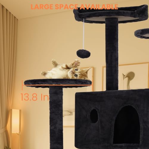 Cat Tower for Indoor Cats with Scratching Posts, Dark Gray N888