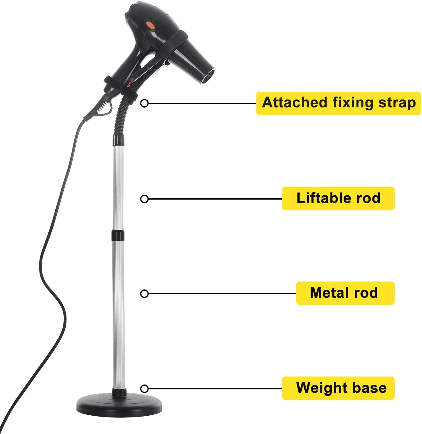 Adjustable Hair Dryer Stand Holder, 360 Degree Rotating Metal I94161