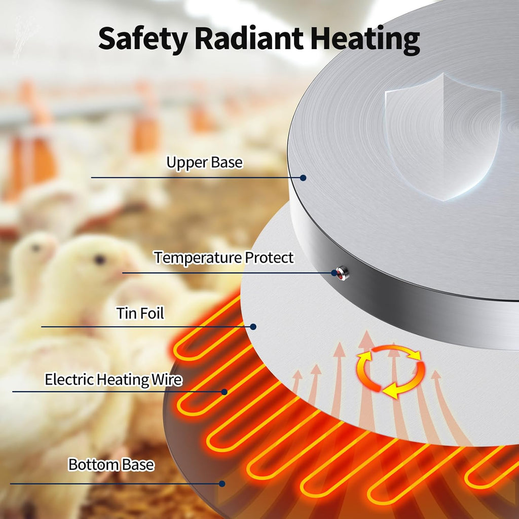 Chicken Water Heater, 15 Inch 125W Poultry Waterer Heated Base with 10FT Cable M6187