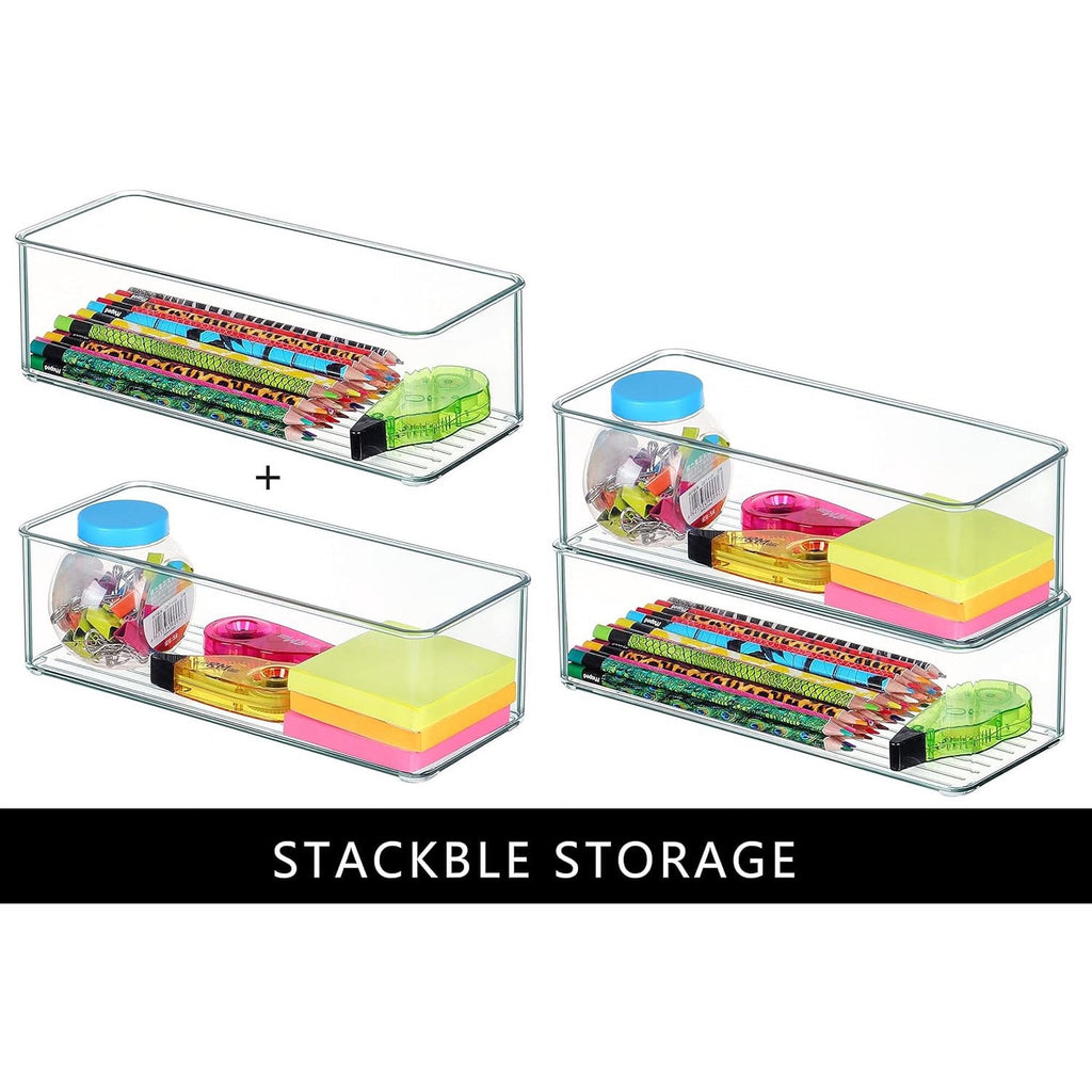 Clear Stackable Storage Bins, Plastic Drawer Organizer for Kitchen Bathroom Y248412