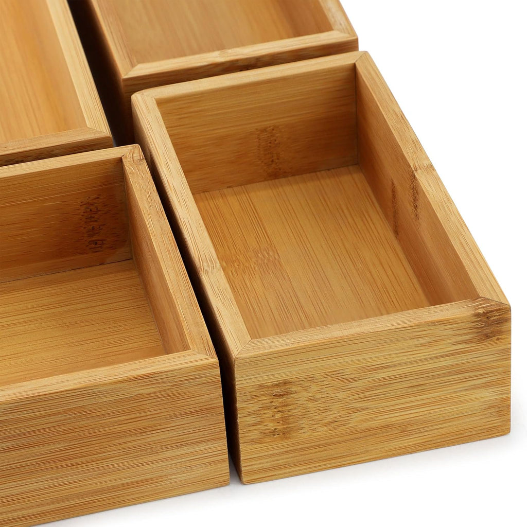 Bamboo Drawer Organizer Tray for Utensils and Desk Storage W30834