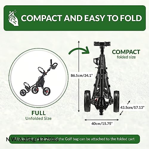 3 Wheel Golf Push Cart Lightweight Easy Fold M686