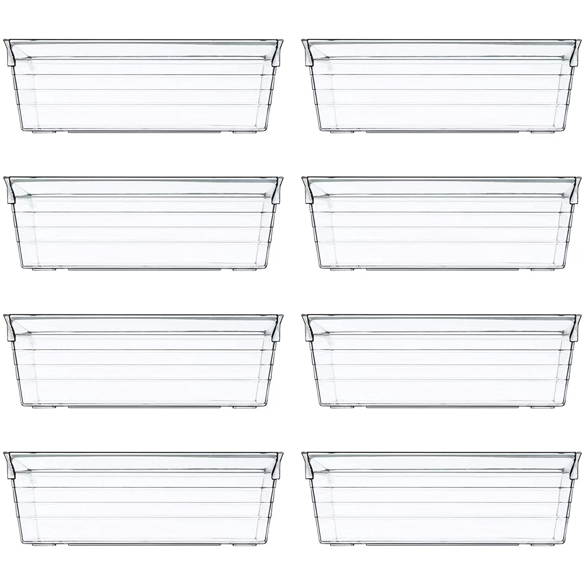 Clear Plastic Drawer Organizer Tray for Vanity Cabinet (6×3×2Set of 8) Storage Tray for Makeup, Kitchen Jewelries and Gadgets