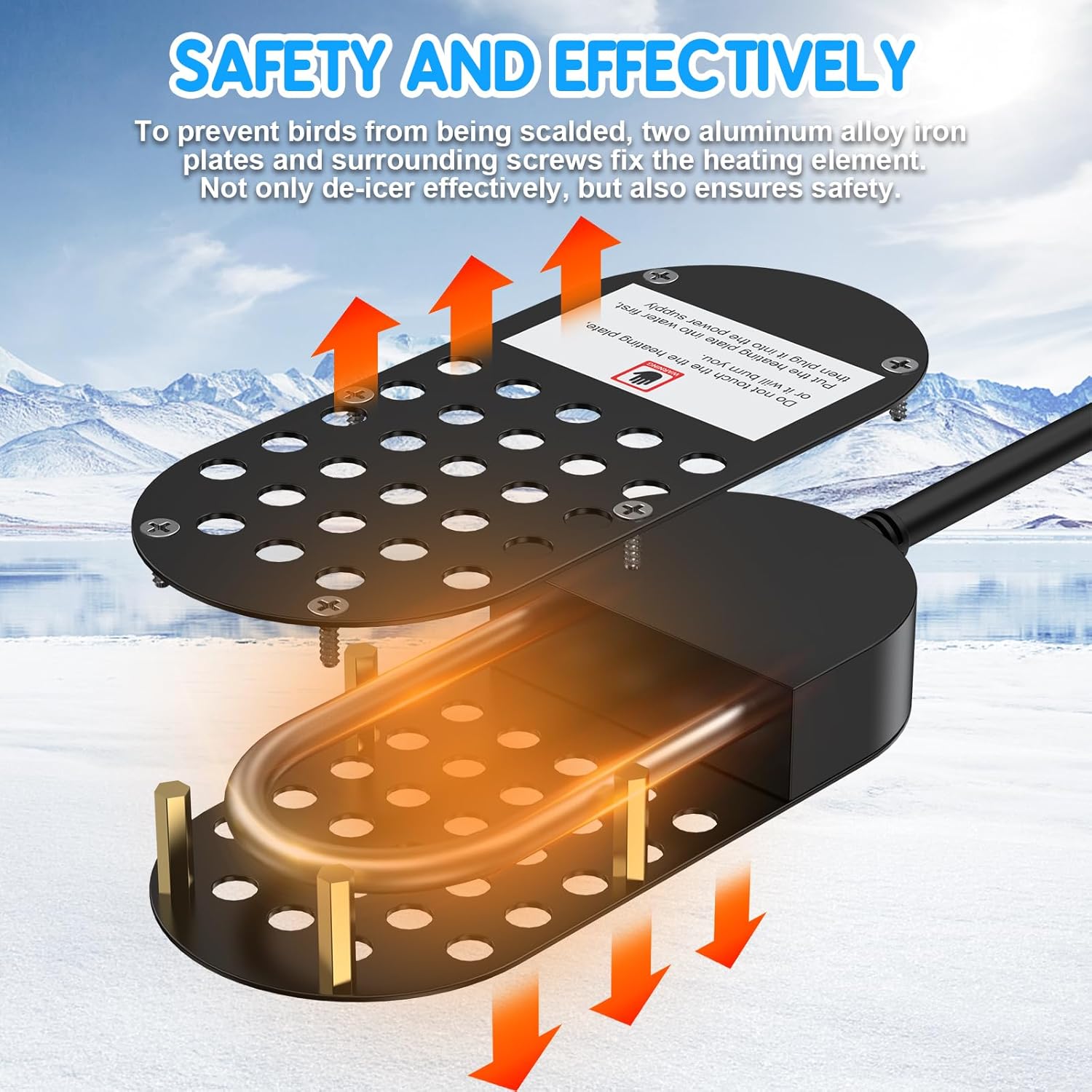 Chicken Waterer Heater, 250W Thermostatically Controlled for Livestock Poultry O438