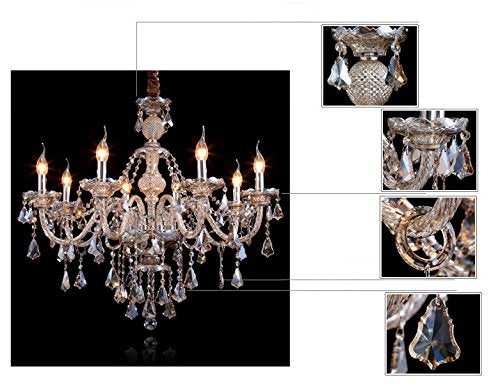 Cognac 8-Light K9 Crystal Chandelier Modern Candle Pendant Lamp A939449