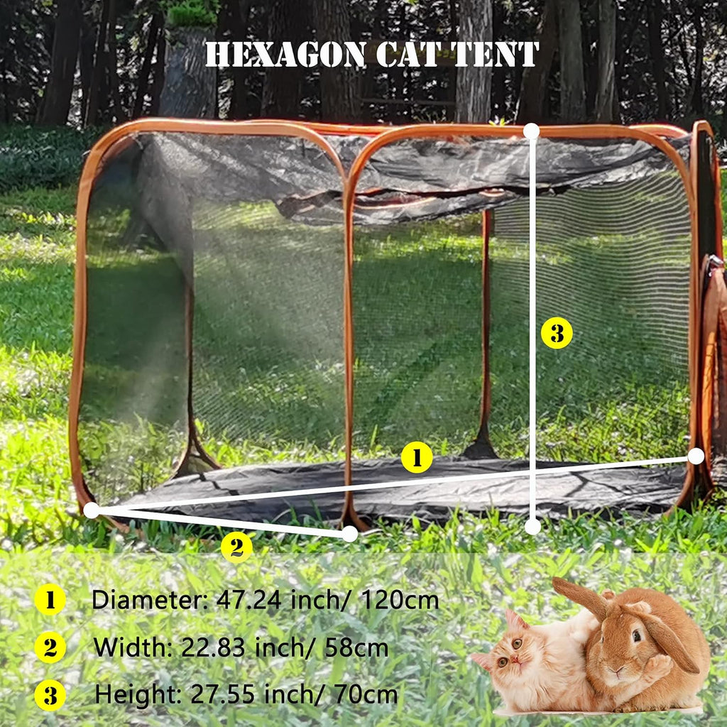 Outdoor Cat Enclosure Tent with Tunnel, Indoor/Outdoor Cat Playpen L74180
