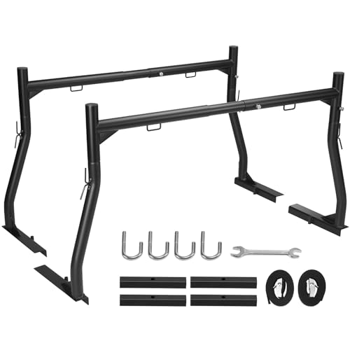 VEVOR Truck Rack, 71in Aluminum Ladder Rack for Truck, 800 lbs Capacity with 8 Non-Drilling C-Clamps, Heavy Duty Truck Bed Rack Two-Bar Set for Kayak, Surfboard, Lumber, Ladder
