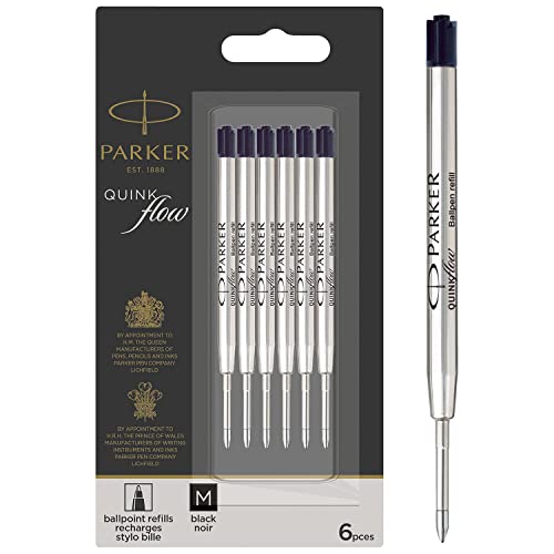PARKER QUINKflow Ballpoint Pen Ink Refills, Medium Tip, Black, 3 Count