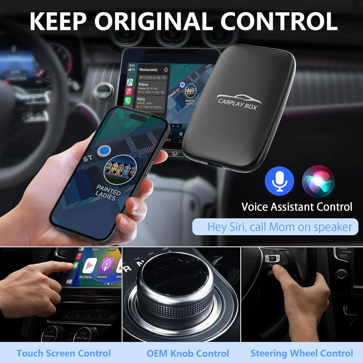 Wireless CarPlay Adapter for iPhone Android, Plug and Play J221