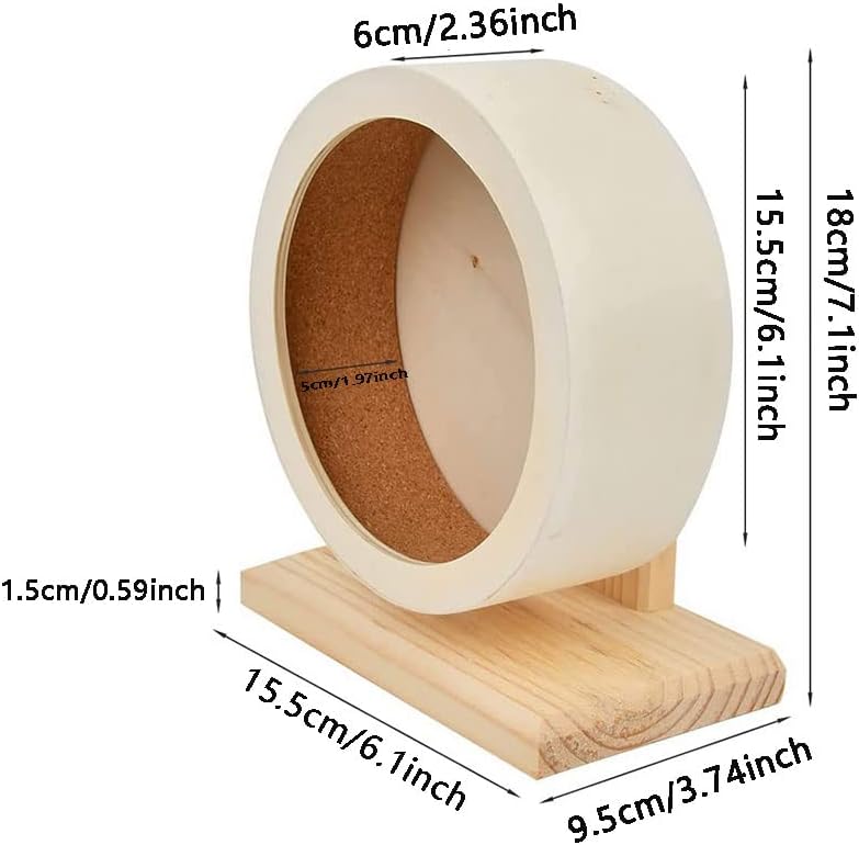 Wooden Hamster Exercise Wheel Mute Running Toy for Small Pets L4991