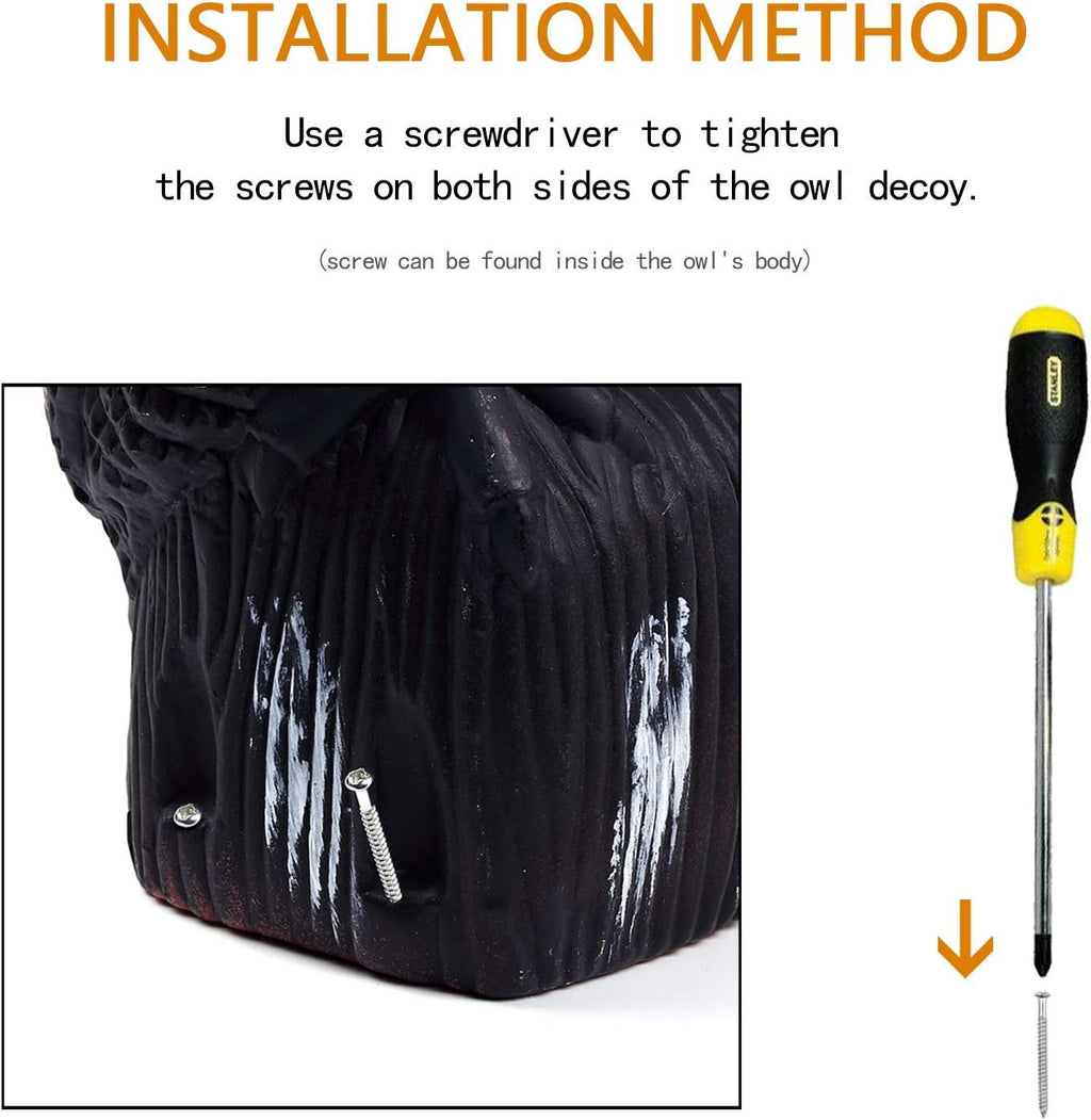 Owl Decoy with Rotating Head for Bird Deterrent K1693
