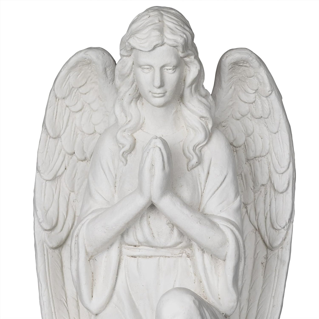 Kneeling Praying Angel Statue, White P6788