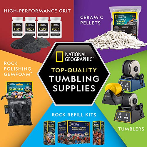 Rock Tumbler Refill Kit with Rough Gemstones, Grit and Jewelry Accessories B996931