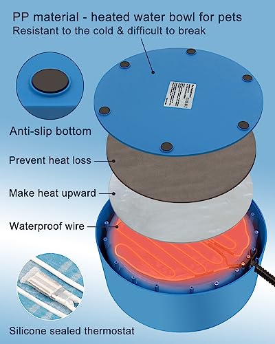 Heated Water Bowl for Dog & Cat, Outdoor Waterproof Pet Bowl, 108 OZ U58611