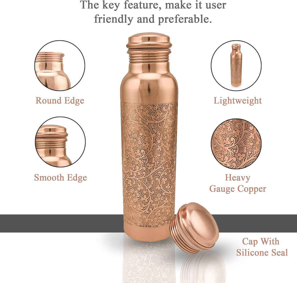 Copper Water Bottle 34oz Leak Proof for Sports Fitness Yoga Q308713