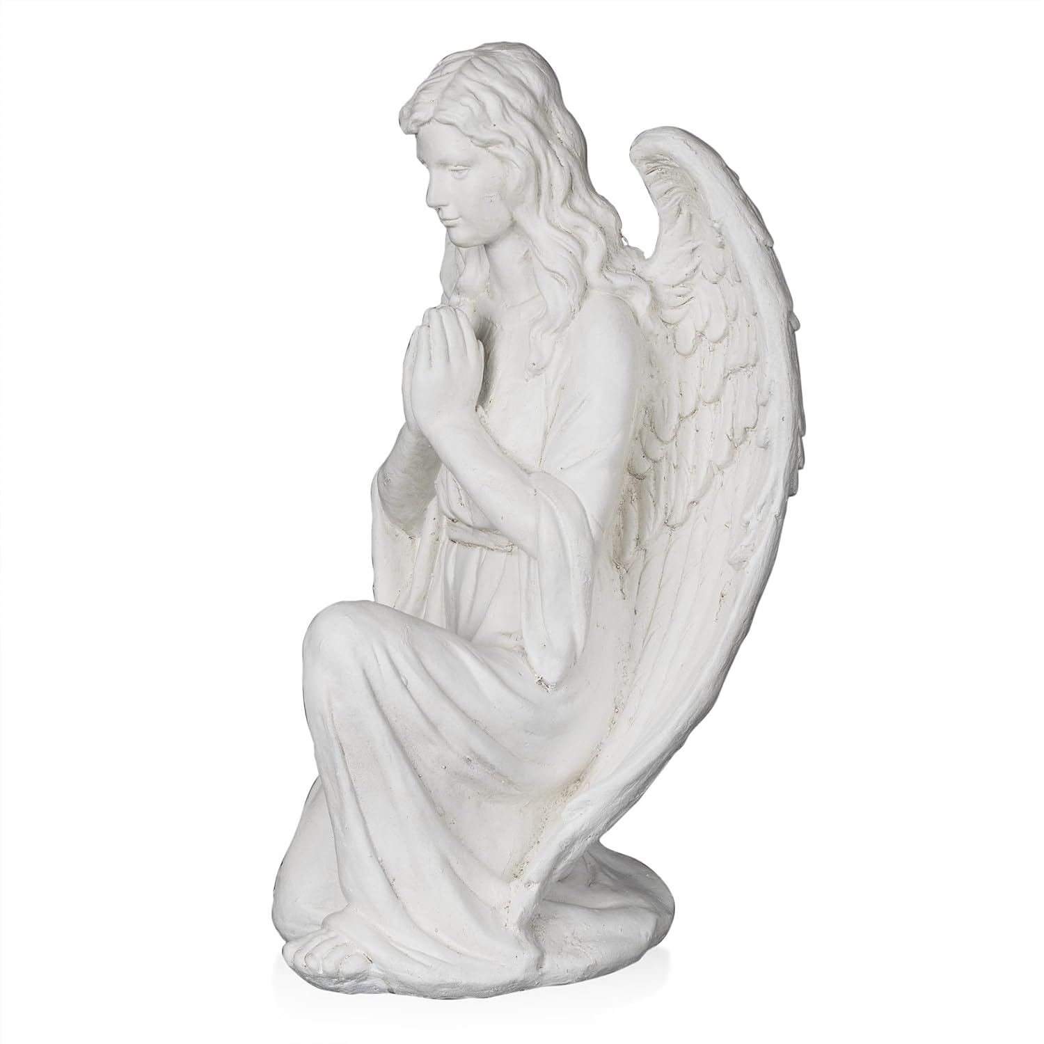 Kneeling Praying Angel Statue, White P6788