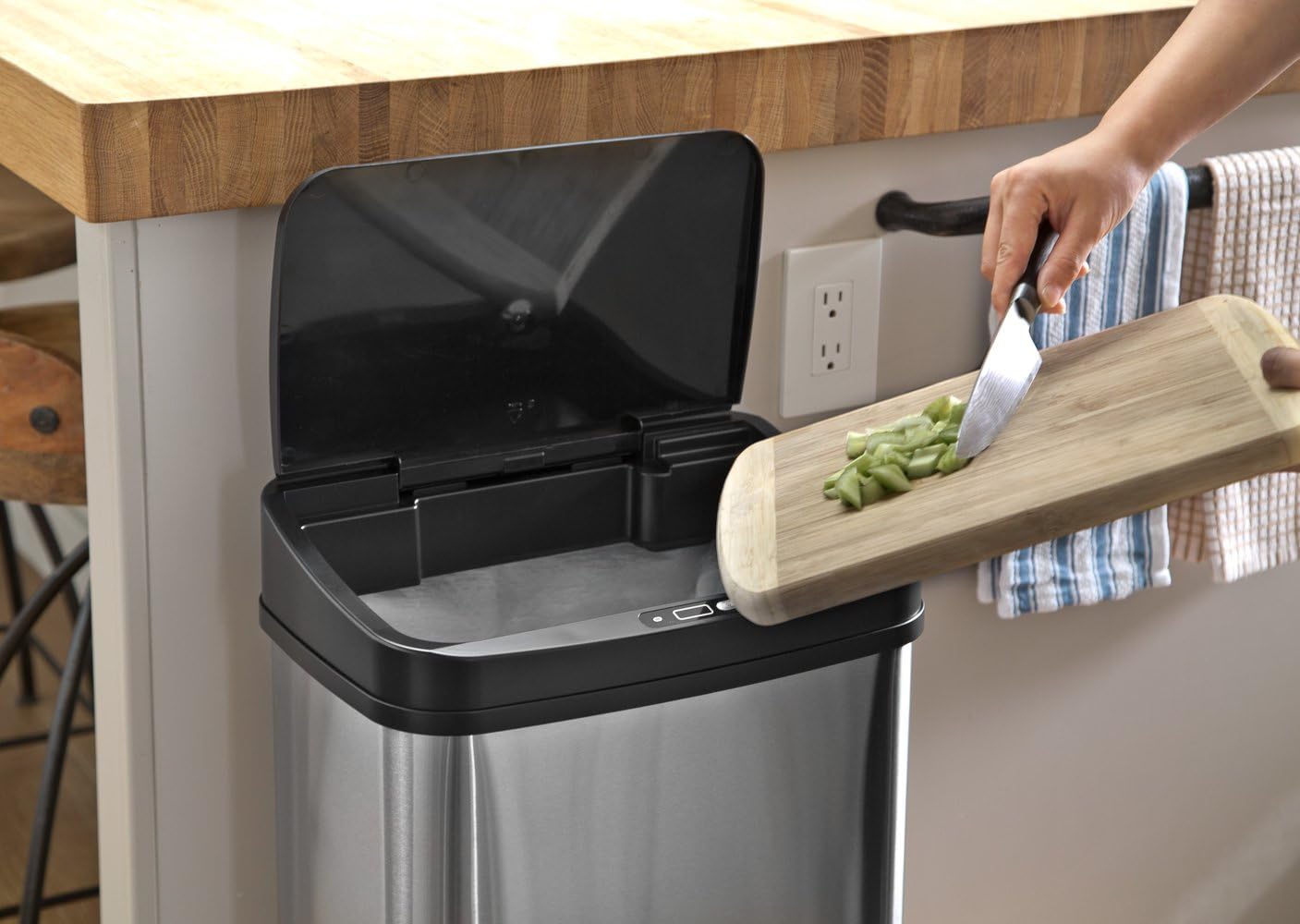 Automatic Motion Sensor Trash Can, 13 Gal, Black Trim X98409