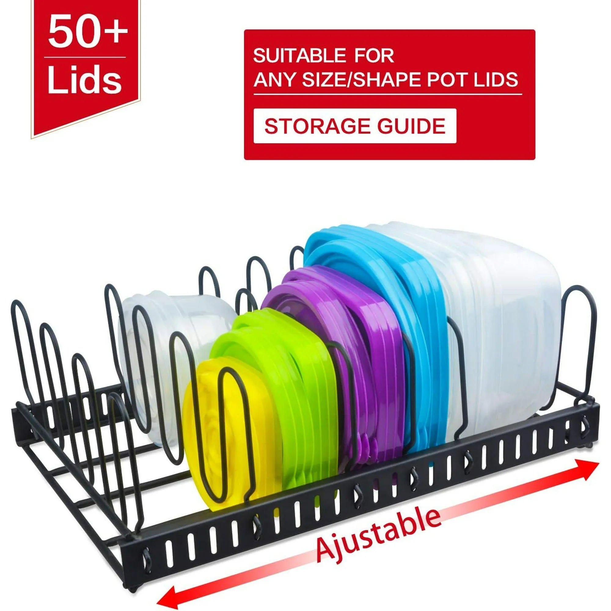 Food Container Lid Organizer with 6 Compartments J597