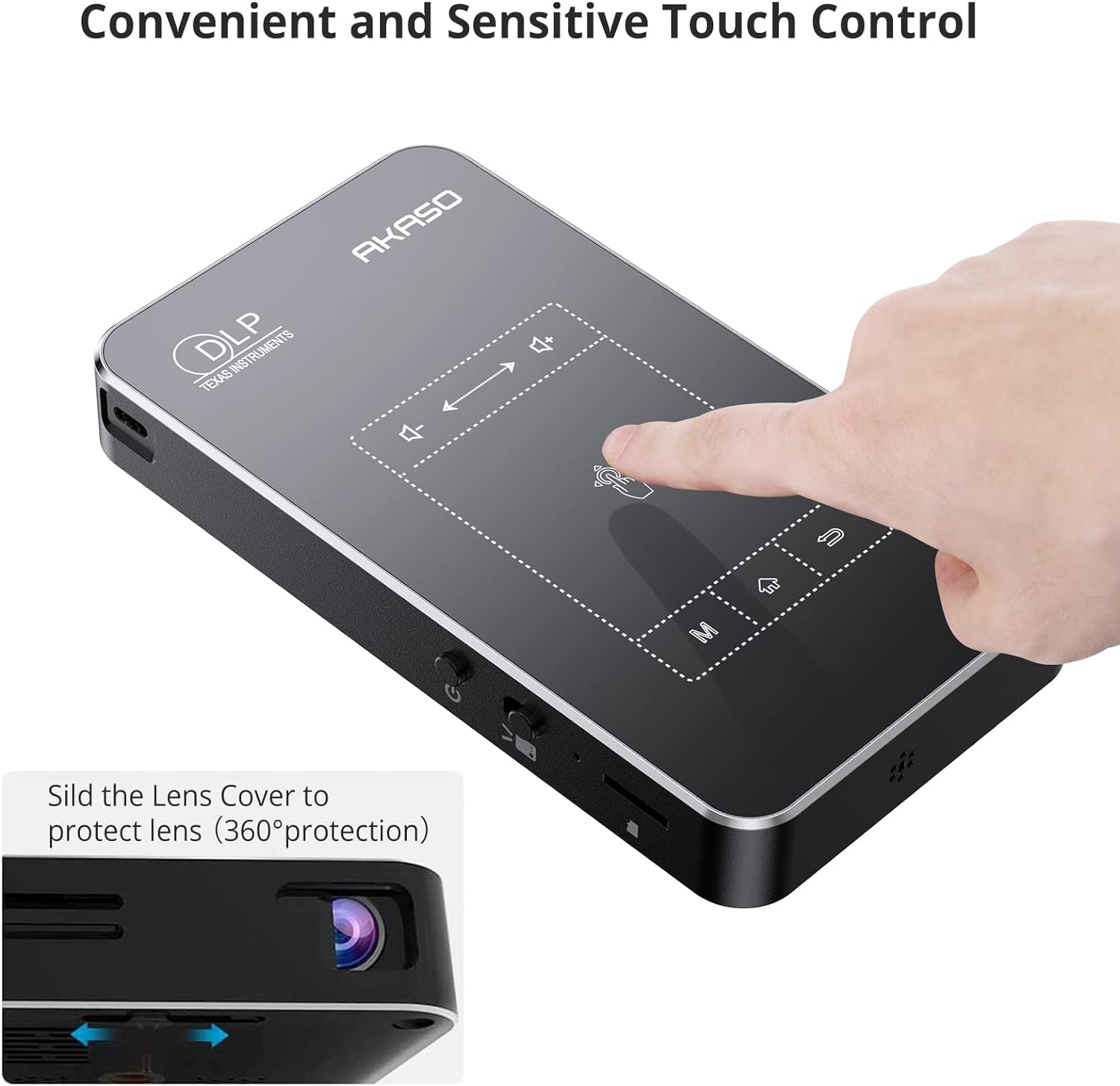 Mini Pocket Pico Projector, 1080P DLP Portable with Android OS, Built-in Battery WiFi & Bluetooth R856789