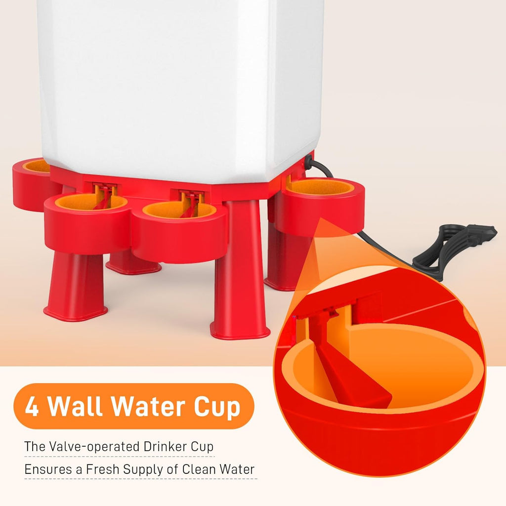 Heated Poultry Waterer, Thermostatically Controlled 11L Plastic Hanging Chicken Waterer L70743