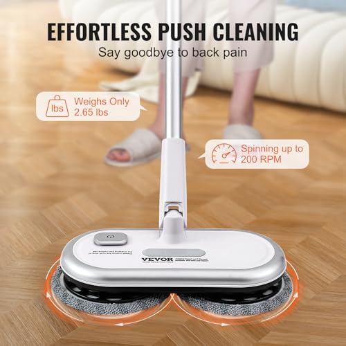 Cordless Electric Spin Mop with Dual Spinning Heads for Hardwood, Tile, and Bathroom Floor Cleaning B51780