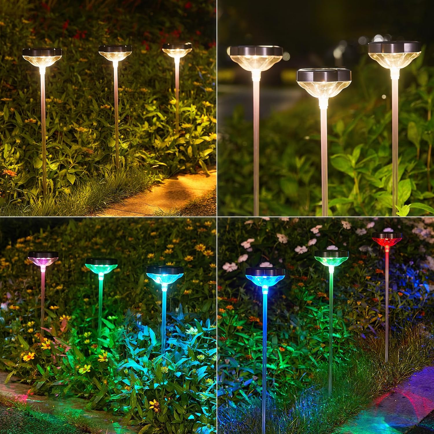 Solar Pathway Lights Outdoor, 6 Pack Color Changing Warm White, IP65 Waterproof L246093