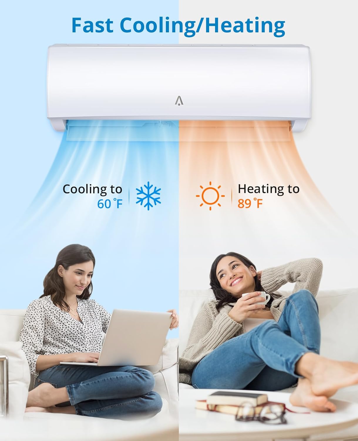 12,000 BTU Mini Split AC with Heat Pump, Ductless Inverter, Cools up to 750 Sq.Ft J459437