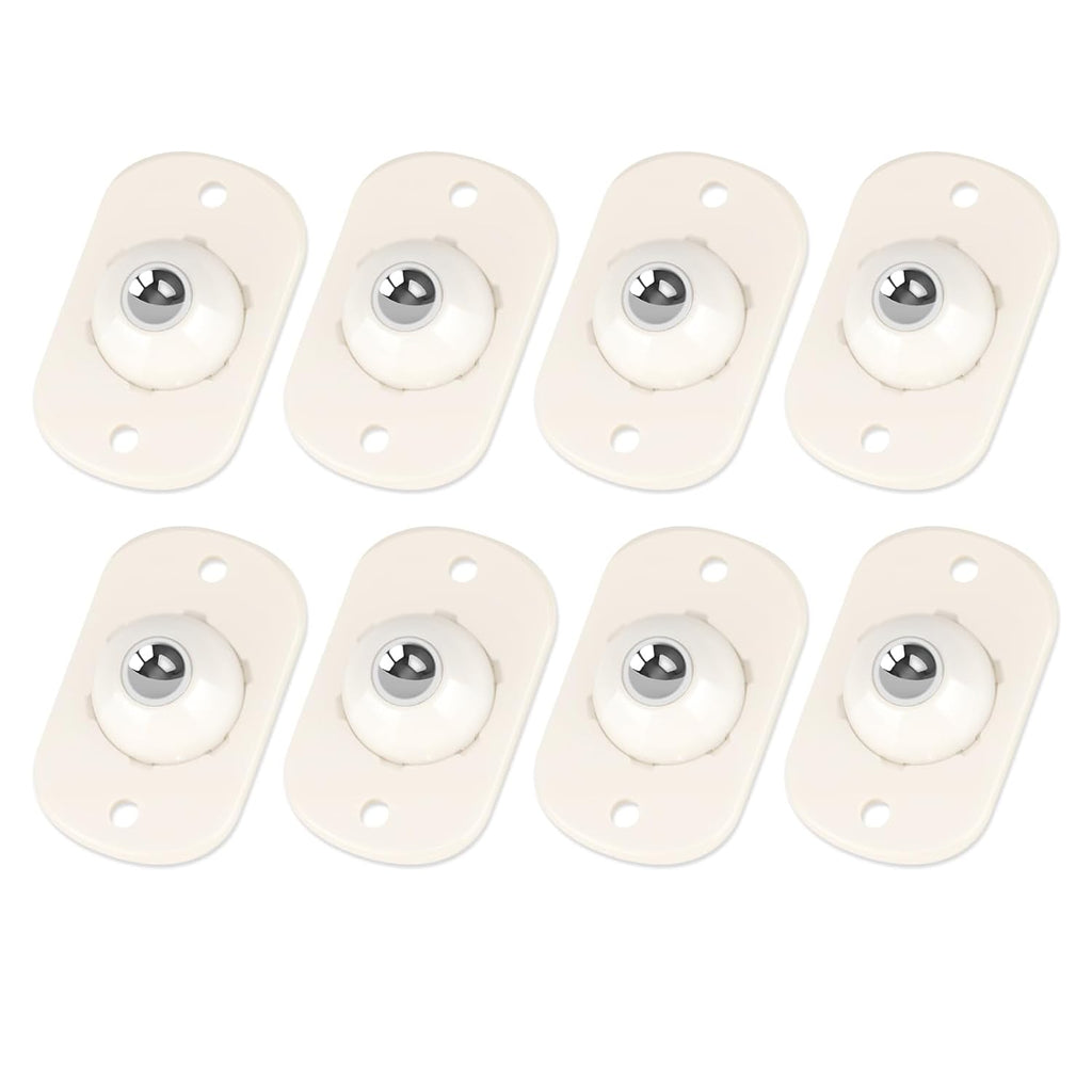 Self-Adhesive Mini Caster Wheels (8 Pack), 360° Swivel Sticky Pulleys for Trash Can, Storage Box, Small Furniture - Stem Casters Roller Bearing, Universal Wheels, White