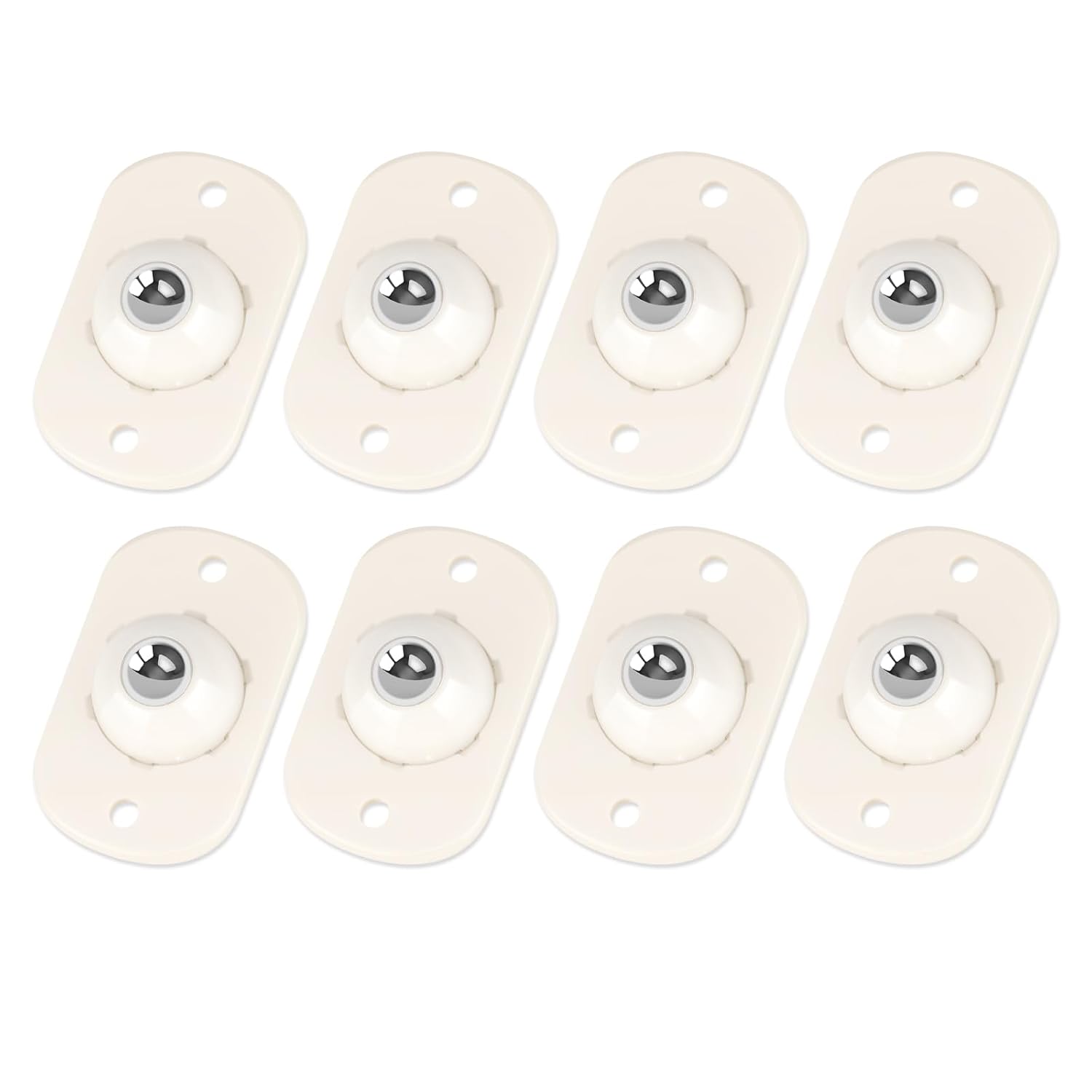Self-Adhesive Mini Caster Wheels (8 Pack), 360° Swivel Sticky Pulleys for Trash Can, Storage Box, Small Furniture - Stem Casters Roller Bearing, Universal Wheels, White
