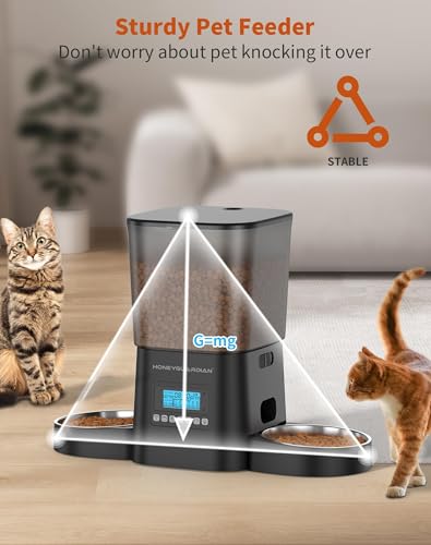Automatic Cat Feeder for 2 Cats, 3.5L, Timed Dry Food Dispenser with Stainless Steel Bowl Q578
