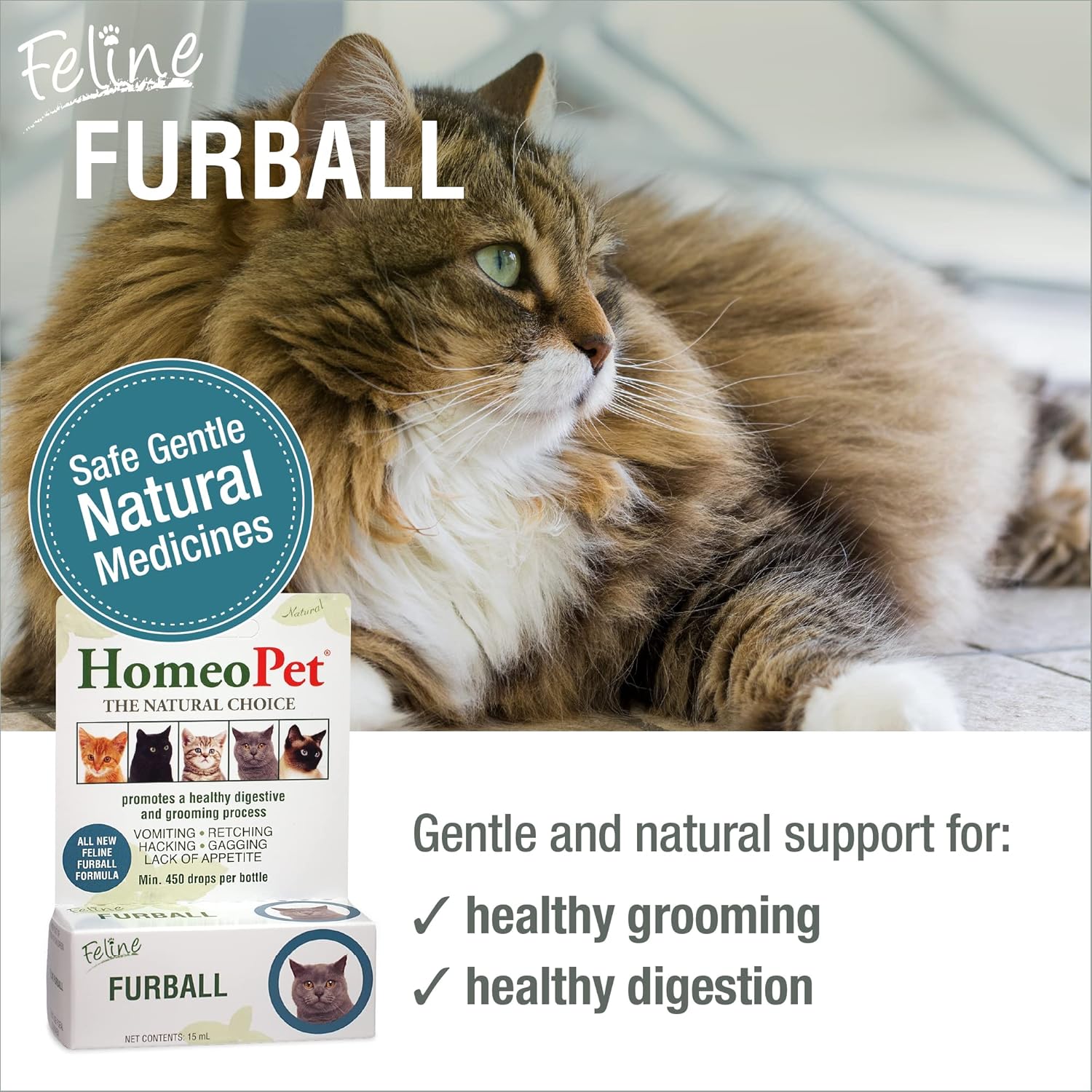 Natural Hairball Medicine for Cats, 15 Milliliters M98546