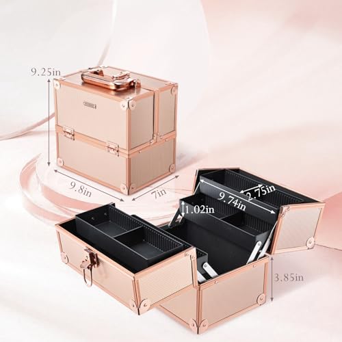 Makeup Train Case 10 Inch Travel Cosmetic Box with Lockable Storage H6469
