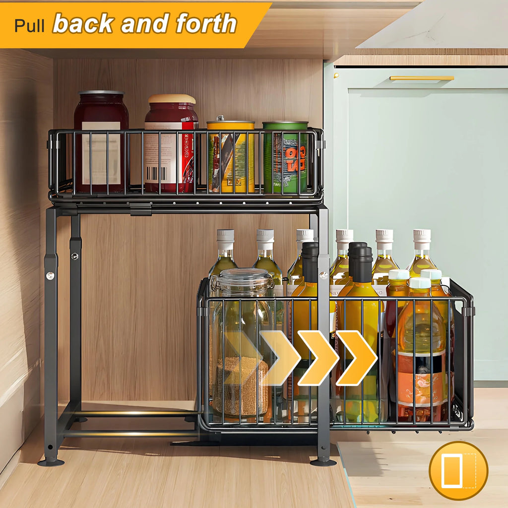 Under Sink Organizer with Pull Out Cabinet Drawer O9071