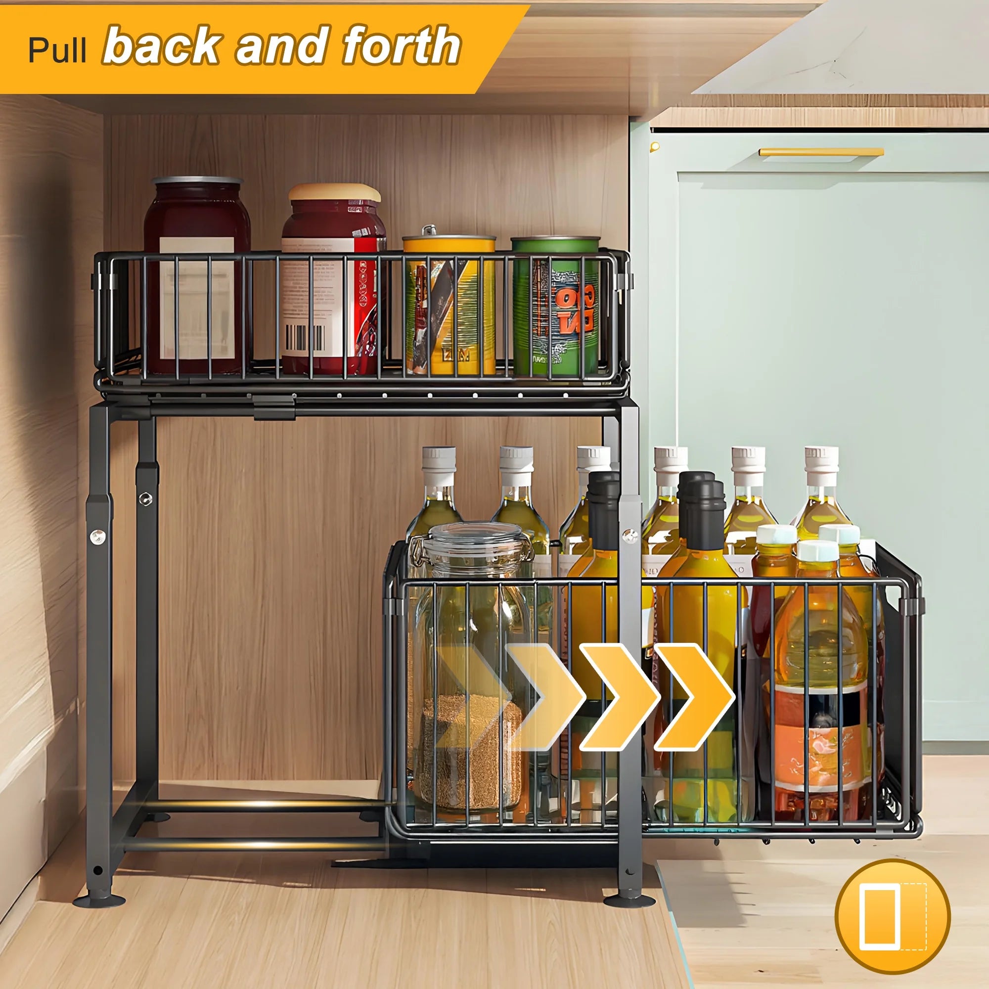 Under Sink Organizer with Pull Out Cabinet Drawer O9071