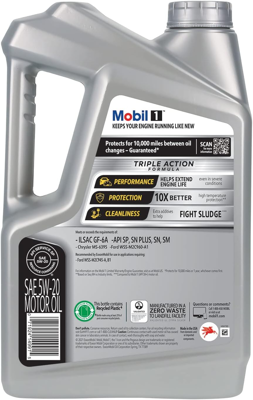 Mobil 1 Advanced Full Synthetic Motor Oil 5W-20, 5 Quart (Pack of 2)