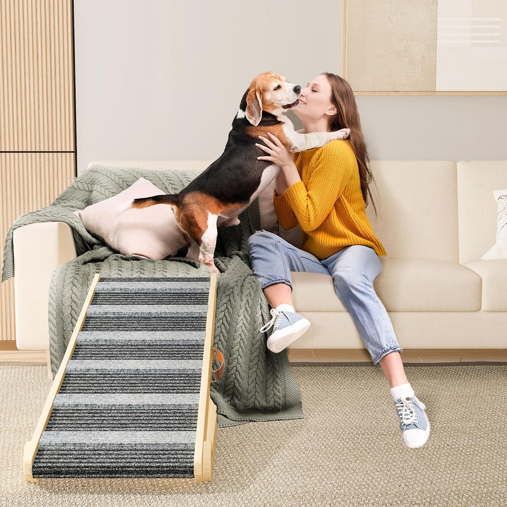 Portable Pet Ramp for Dogs and Cats, 7 Adjustable Heights, Non-Slip for Bed, Car and Couch T4130