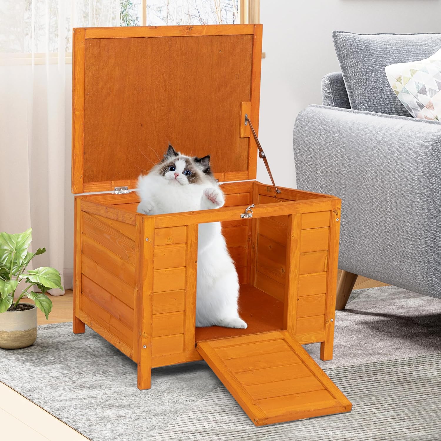 Wooden Small Animal House Outdoor Rabbit Hutch Weatherproof Pet Shelter A313974