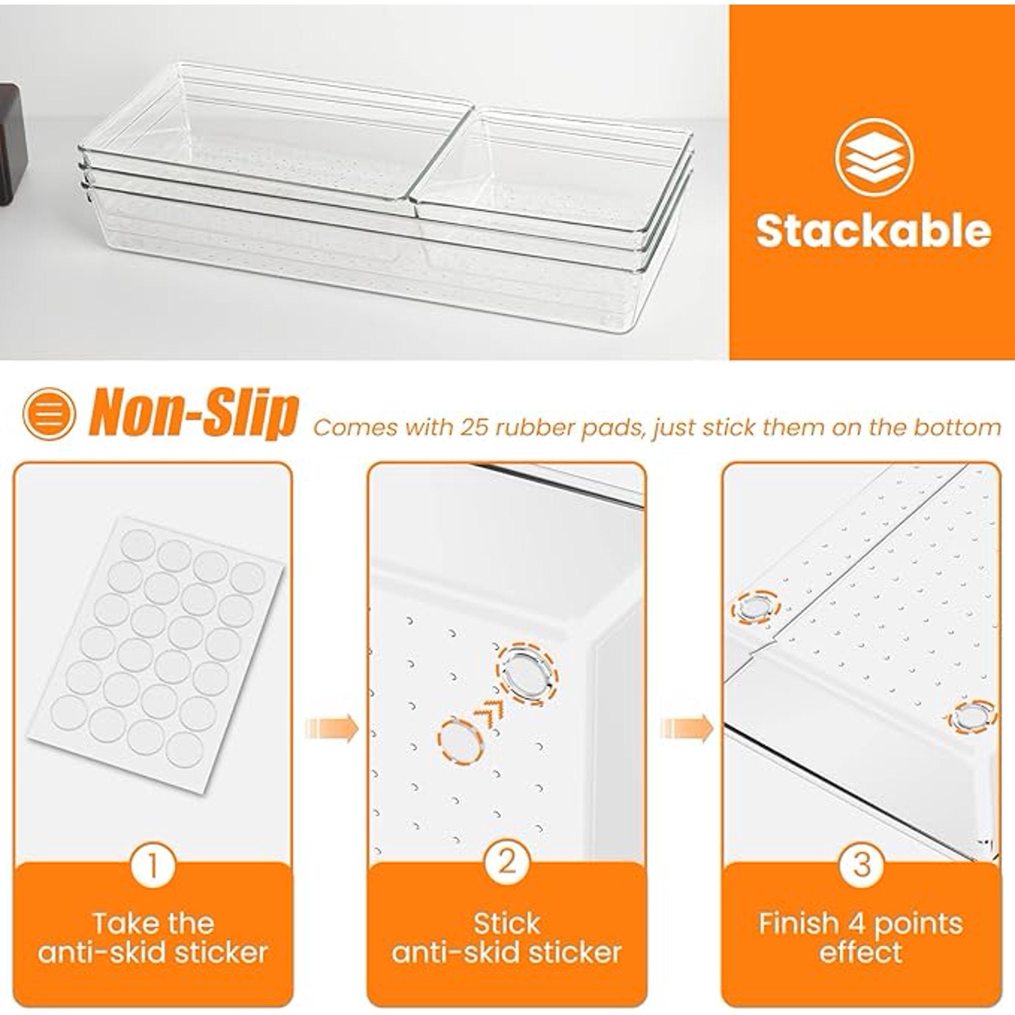 Clear Acrylic Drawer Organizer Set for Kitchen and Bathroom C213