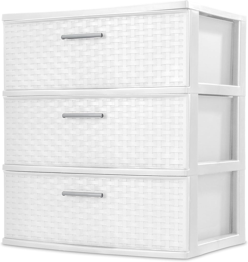 Sterilite 3-Drawer Wide Weave Tower, White (1) (1)
