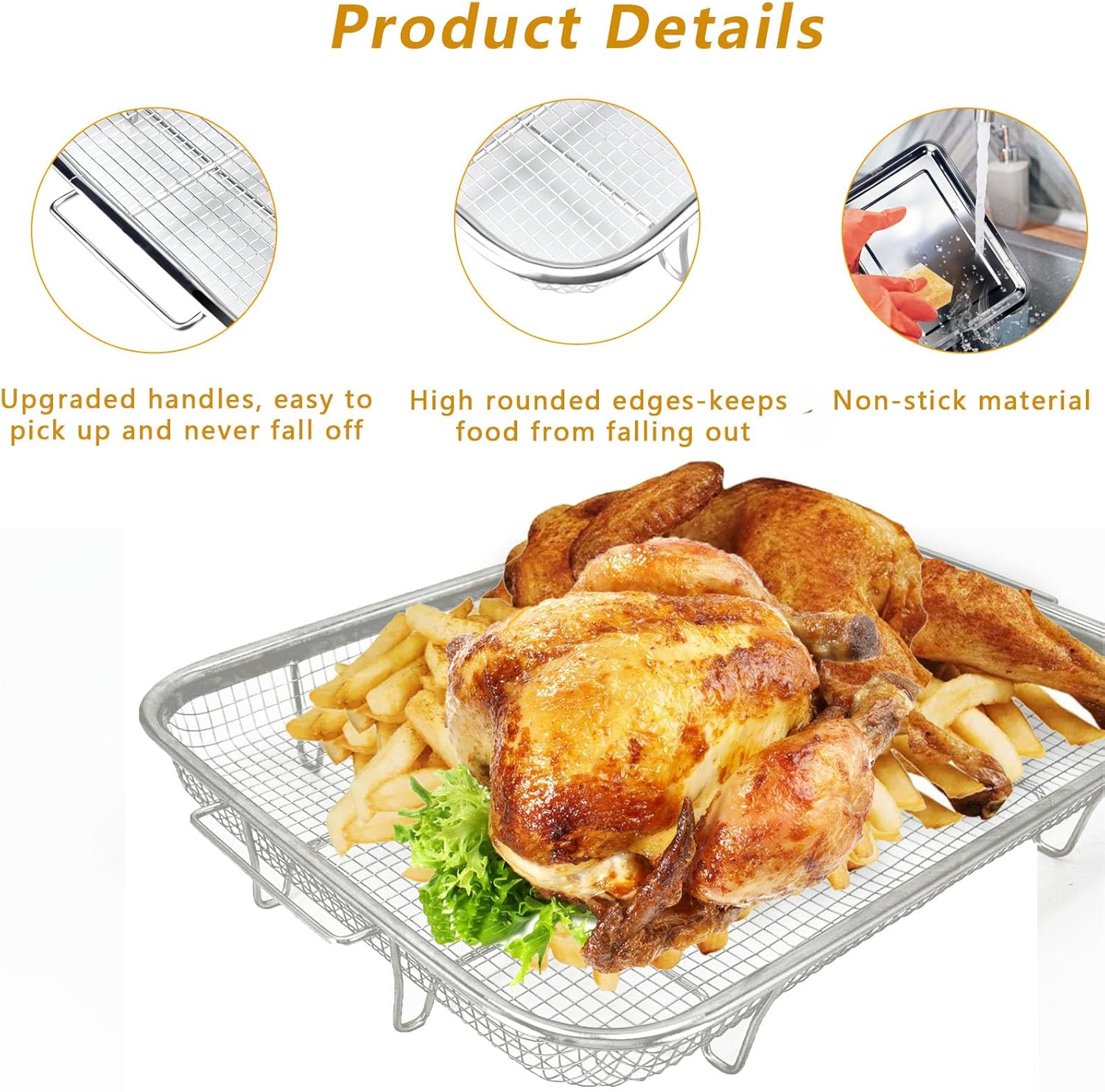 Stainless Steel Air Fryer Basket for Oven, 2 Pack V16744