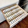 Clear Acrylic Spice Drawer Organizer 4 Tier 2 Set, Expandable Kitchen Storage Tray for Spices from 13 to 26 Inches, Countertop or Drawer, Brown
