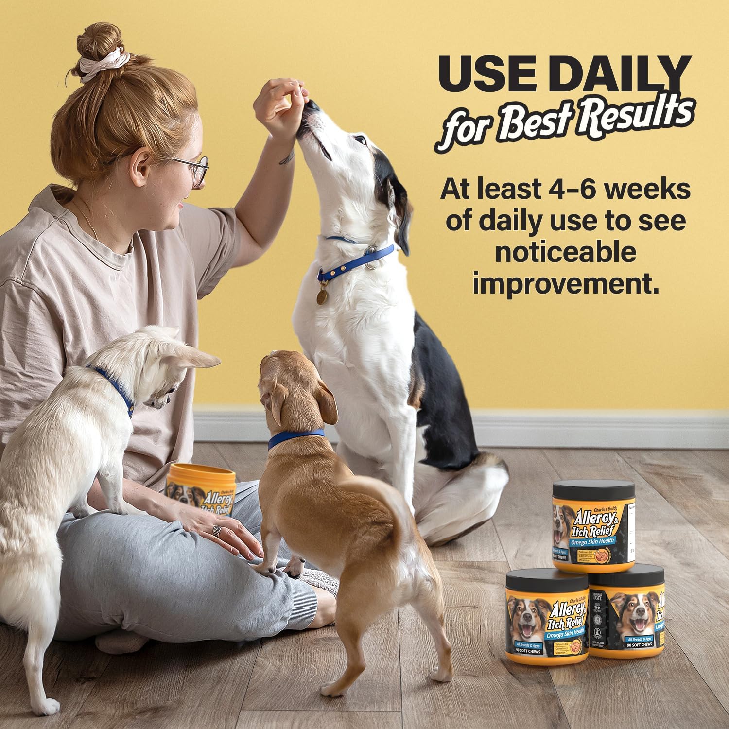 Dog Allergy Chews with Omega 3 and Probiotics, Chicken Flavor M8558