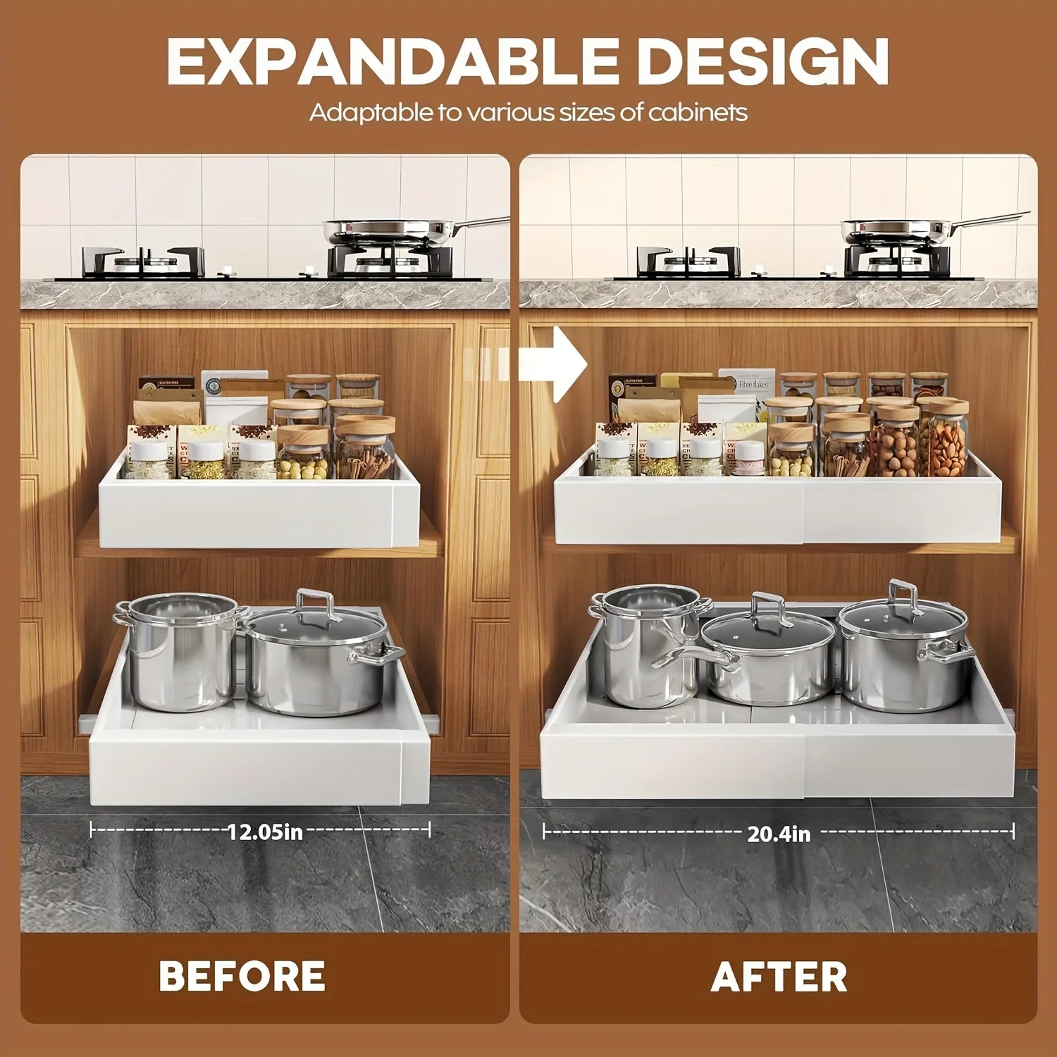Expandable Pull Out Cabinet Organizer with Divider Racks Y712028