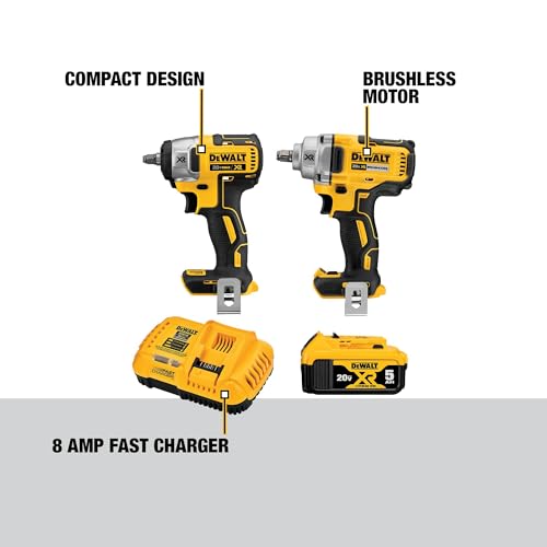 Cordless Impact Wrench 2-Tool Combo Kit, 1/2-Inch and 3/8-Inch with 5Ah Battery and Charger B3860