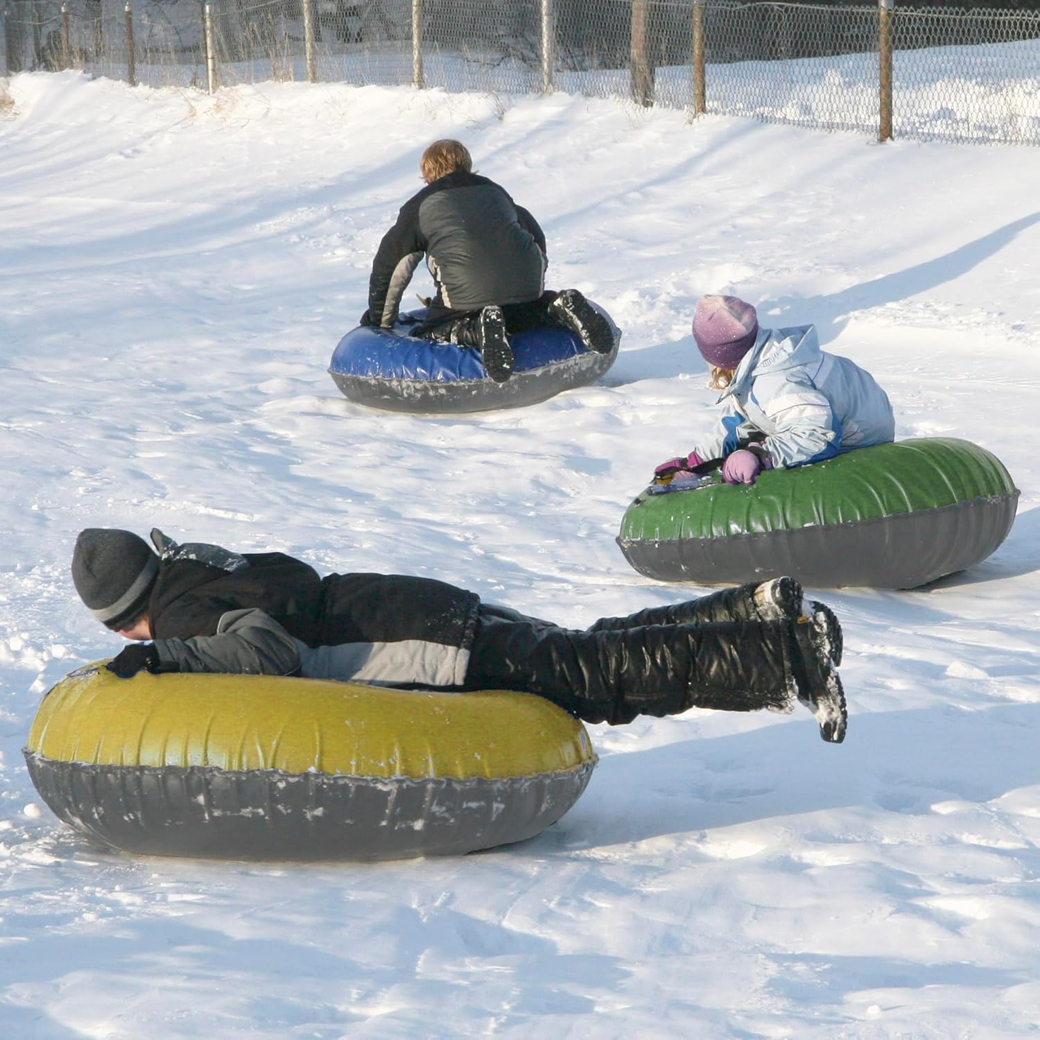 Snow Tubes with Heavy Duty Cover, 2 Pack Inflatable Sledding Tubes T8078