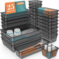 Clear Plastic Drawer Organizer Set,Desk Drawer Divider Organizers and Storage Bins for Makeup, Jewelry, Gadgets for Kitchen, Bedroom, Bathroom, Office