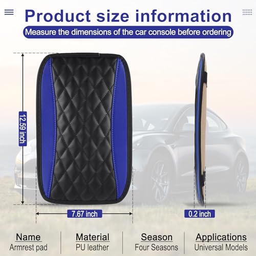 Car Center Console Cushion Pad, Waterproof Armrest Seat Box Cover, PU Leather Auto Armrest Protector C70173